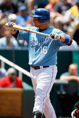 KANSAS CITY, MO - JUNE 14:  Billy Butler #16 of the Kansas City Royals reacts after batting against the Cincinnati Reds during the game on June 14, 2009 in Kansas City, Missouri. (Photo by Jamie Squire/Getty Images)