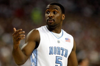 DETROIT - APRIL 06: Ty Lawson #5 of the North Carolina Tar Heels looks on against the Michigan State Spartans during the 2009 NCAA Division I Men's Basketball National Championship game at Ford Field on April 6, 2009 in Detroit, Michigan. (Photo by Stre