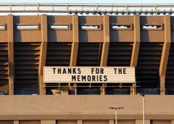 NEW YORK - SEPTEMBER 20:  The marquee on Yankee Stadium is seen after the New York Yankees defeated the Baltimore Orioles on September 20, 2008 at Yankee Stadium in the Bronx borough of New York City.The Yankees will play their final game in the 85 year o
