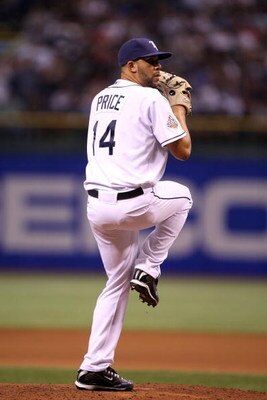 ST PETERSBURG, FL - OCTOBER 23:  David Price #14 of the Tampa Bay Rays throws a pitch against the Philadelphia Phillies during game two of the 2008 MLB World Series on October 23, 2008 at Tropicana Field in St. Petersburg, Florida. The Rays won 4-2. (Phot