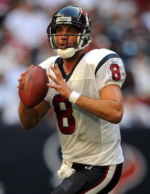 HOUSTON - OCTOBER 19:  Quarterback Matt Schaub #8 of the Houston Texans during play against the Detroit Lions at Reliant Stadium on October 19, 2008 in Houston, Texas.  (Photo by Ronald Martinez/Getty Images)