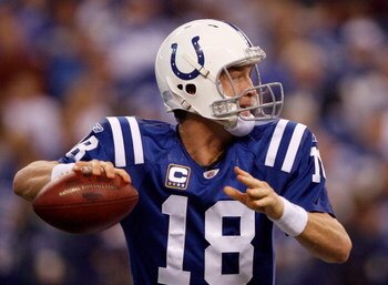 INDIANAPOLIS - NOVEMBER 16:  Peyton Manning #18 of the Indianapolis Colts prepares to pass against  the Houston Texans during the game at Lucas Oil Stadium on November 17, 2008 in Indianapolis, Indiana.  (Photo by Harry How/Getty Images)