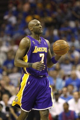 ORLANDO, FL - JUNE 9:  Lamar Odom #7 of the Los Angeles Lakers moves the ball against the Orlando Magic in Game Three of the 2009 NBA Finals on June 9, 2009 at Amway Arena in Orlando, Florida. The Magic won 108-104. NOTE TO USER:  User expressly acknowled