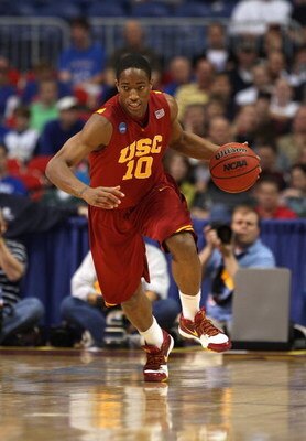 MINNEAPOLIS - MARCH 22:  DeMar DeRozan #10 of the USC Trojans brings the ball up court against the Michigan State Spartans during the second round of the NCAA Division I Men's Basketball Tournament at the Hubert H. Humphrey Metrodome on March 22, 2009 in 