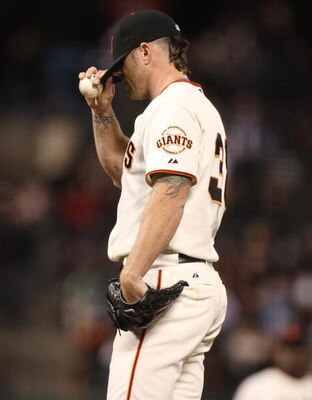 SAN FRANCISCO - MAY 14: Brian Wilson #38 of the San Francisco Giants looks on after giving up three runs in the ninth innintagainst the New York Mets during a Major League Baseball game on May14, 2009 at AT&T Park in San Francisco, California. (Photo by J