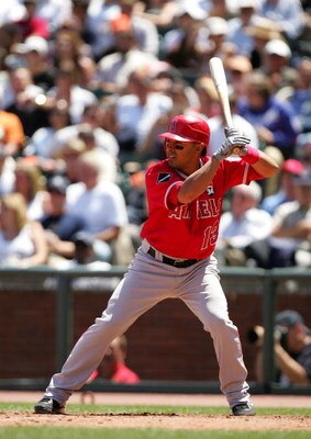 SAN FRANCISCO - JUNE 17:  Maicer Izturis #13 of the Los Angeles Angels of Anaheim bats against the San Francisco Giants at AT&T Park on June 17, 2009 in San Francisco, California.  (Photo by Ezra Shaw/Getty Images)