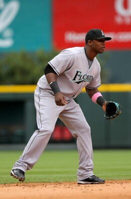 DENVER - MAY 10:  Shortstop Hanley Ramirez #2 of the Florida Marlins plays defense against the Colorado Rockies during MLB action at Coors Field on May 10, 2009 in Denver, Colorado. The Rockies defeated the Marlins 3-2.  (Photo by Doug Pensinger/Getty Ima