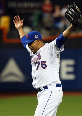 NEW YORK - JUNE 22:  Francisco Rodriguez #75 of the New York Mets celebrates after defeating the St. Louis Cardinals on June 22, 2009 at Citi Field in the Flushing neighborhood of the Queens borough of New York City. The Mets defeated the Cardinals 6-4.  