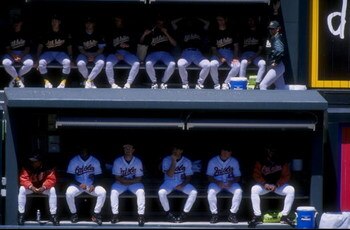 25 Apr 1998:  A view of the bullpen during the Baltimore Orioles 8-2 win over the Oakland A''s at Camden Yards in Baltimore, Maryland. Mandatory Credit: Doug Pensinger  /Allsport