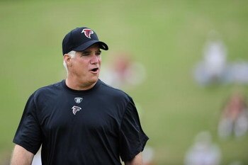FLOWERY BRANCH, GA - MAY 9: Head coach Mike Smith of the Atlanta Falcons during minicamp at the Falcons Complex on May 9, 2009 in Flowery Branch, Georgia. (Paul Abell/Getty Images)