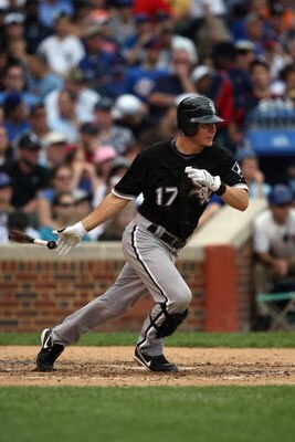 CHICAGO - JUNE 18:  Chris Getz #17 of the Chicago White Sox bats against the Chicago Cubs during the game on June 18, 2009 at Wrigley Field in Chicago, Illinois. (Photo by Jonathan Daniel/Getty Images)