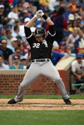 CHICAGO - JUNE 18:  Brian Anderson #32 of the Chicago White Sox avoids a pitch while batting against the Chicago Cubs during the game on June 18, 2009 at Wrigley Field in Chicago, Illinois. (Photo by Jonathan Daniel/Getty Images)