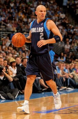 DENVER - MAY 03:  Jason Kidd #2 of the Dallas Mavericks controls the ball against the Denver Nuggets in Game One of the Western Conference Semifinals during the 2009 NBA Playoffs at Pepsi Center on May 3, 2009 in Denver, Colorado. The Nuggets defeated the