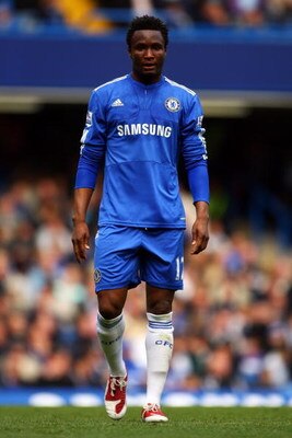 LONDON, ENGLAND - MAY 17:  John Mikel Obi of Chelsea looks on during the Barclays Premier League match between Chelsea and Blackburn Rovers at Stamford Bridge on May 17, 2009 in London, England.  (Photo by Bryn Lennon/Getty Images)