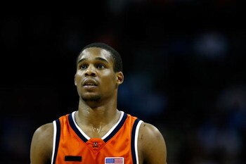 CHARLOTTE, NC - MARCH 13:  Sean Singletary #44 of the Virginia Cavaliers looks on against the Georgia Tech Yellow Jackets during Day 1 of the 2008 Men's ACC Basketball Tournament at Bobcats Arena on March 13, 2008 in Charlotte, North Carolina.  (Photo by 