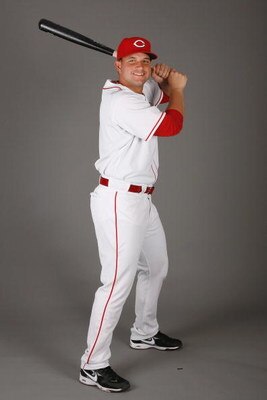 SARASOTA, FL - FEBRUARY 18:  Yonder Alonso #77 of the Cincinnati Reds poses for a photo during Spring Training Photo day on February 18, 2009 at the Cincinnati Reds training facility in Sarasota, Florida.  (Photo by Chris Graythen/Getty Images)
