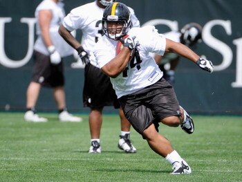 PITTSBURGH - MAY 01:  Frank Summers #44 of the Pittsburgh Steelers carries the ball during rookie training at the Pittsburgh Steelers Practice Facility on May 1, 2009 in Pittsburgh, Pennsylvania.  (Photo by Joe Sargent/Getty Images)
