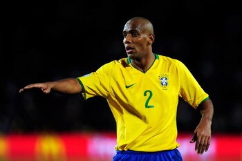JOHANNESBURG, SOUTH AFRICA - JUNE 28:   Maicon of Brazil gestures during the FIFA Confederations Cup Final between USA and Brazil at the Ellis Park Stadium on June 28, 2009 in Johannesburg, South Africa.  (Photo by Jamie McDonald/Getty Images)