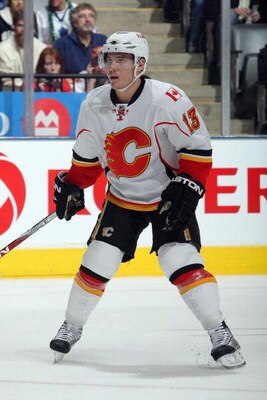 TORONTO - MARCH 14:  Mike Cammalleri #13 of the Calgary Flames skates against the Toronto Maple Leafs during the game at Air Canada Centre on March 14, 2009 in Toronto, Ontario, Canada. (Photo by Dave Sandford/Getty Images)