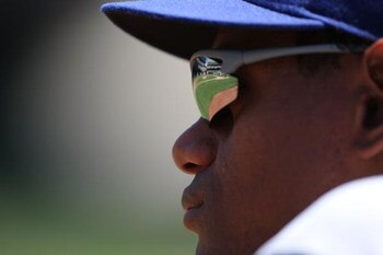 OAKLAND, CA - JULY 18:   Sammy Sosa #21 of the Texas Rangers looks on against the Oakland Athletics  during a Major League Baseball game on July 18, 2007 at McAfee Coliseum in Oakland, California.  (Photo by Jed Jacobsohn/Getty Images)  