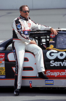 National Association  Stock  Auto Racing Wreck on Apr 2000  Dale Earnhardt Sr  Poses With His Car During The Napa Auto