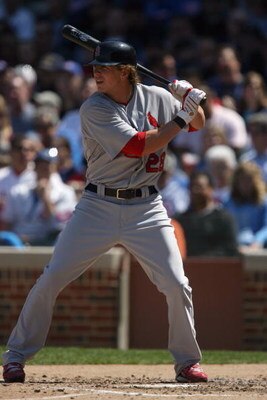 CHICAGO - APRIL 17:  Colby Rasmus #28 of the St. Louis Cardinals bats against the Chicago Cubs on April 17, 2009 at Wrigley Field in Chicago, Illinois. (Photo by Jonathan Daniel/Getty Images) 