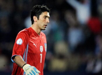 JOHANNESBURG, SOUTH AFRICA - JUNE 18:  Gianluigi Buffon #1 golaie of Italy reacts after Mohamed Homos #12 of Egypt scored a goal during the  FIFA Confederations Cup, between Italy and Egypt at Ellis Park Stadium on June 18, 2009 in Johannesburg, South Afr