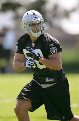 ALAMEDA, CA - MAY 08:  Slade Norris #58 of the Oakland Raiders runs drills during the Raiders minicamp at the team's permanent training facility on May 8, 2009 in Alameda, California.  (Photo by Ezra Shaw/Getty Images)
