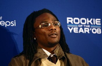TAMPA, FL - JANUARY 29:  Chris Johnson of the Tennessee Titans looks on during the 'Diet Pepsi Rookie of the Year' press conference at the Tampa Convention Center on January 29, 2009 in Tampa, Florida.  (Photo by Chris McGrath/Getty Images)