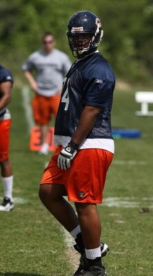 LAKE FOREST, IL - MAY 31: Chris Williams #74 of the Chicago Bears participates during a mini-camp practice on May 31, 2008 at Halas Hall in Lake Forest, Illinois. (Photo by Jonathan Daniel/Getty Images)