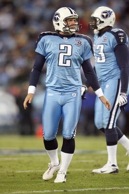 NASHVILLE, TN - OCTOBER 27:  Rob Bironas #3 of the Tennessee Titans walks off the field after a field goal kick during the NFL game against the Indianapolis Colts at  LP Field on October 27, 2008 in Nashville, Tennessee.  (Photo by Andy Lyons/Getty Images