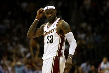 CLEVELAND - MAY 28:  LeBron James #23 of the Cleveland Cavaliers looks on late in the game against the Orlando Magic in Game Five of the Eastern Conference Finals during the 2009 Playoffs at Quicken Loans Arena on May 28, 2009 in Cleveland, Ohio. NOTE TO 