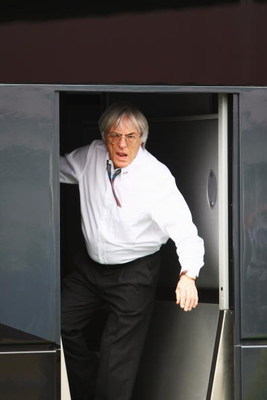 NORTHAMPTON, UNITED KINGDOM - JUNE 21:  F1 supremo Bernie Ecclestone is seen at his motorhome before the British Formula One Grand Prix at Silverstone on June 21, 2009 in Northampton, England.  (Photo by Clive Mason/Getty Images)