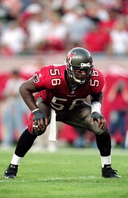 12 Dec 1999: Hardy Nickerson #56 of the Tampa Bay Buccaneers gets ready to move at the snap during the game against the Detroit Lions at the Raymond James Stadium in Tampa Bay, Florida. The Buccaneers defeated the Lions 23-16. Mandatory Credit: Andy Lyons