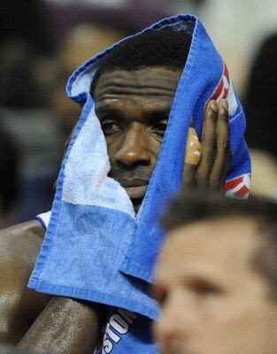 AUBURN HILLS, MI - APRIL 26:  Antonio McDyess #24 of the Detroit Pistons watches from the bench during the final minuet while playing the Cleveland Cavaliers in Game Four of the Eastern Conference Quarterfinals during the 2009 NBA Playoffs at the Palace o