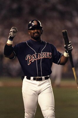 20 Oct 1998:  Outfielder Greg Vaughn #23 of the San Diego Padres looks on during the 1998 World Series Game 3 against the New York Yankees at the Qualcomm Stadium in San Diego, California. The Yankees defeated the Padres 5-4. Mandatory Credit: Doug Pensin
