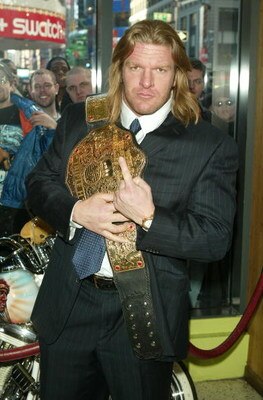 NEW YORK - MARCH 11:  Wrestler Triple H attends a press conference to promote Wrestlemania XX at Planet Hollywood March 11, 2004 in New York City.  (Photo by Peter Kramer/Getty Images)