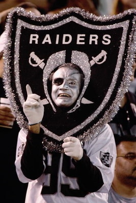 OAKLAND, CA - SEPTEMBER 2: Ralph Martinez AKA the Living Shield Man at the Oakland Raiders  vs St Louis Rams game at Network Associates Coliseum in Oakland California on Thursday September 2, 2004. The Raiders went on to win by the score of 28-24. (Photo 
