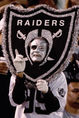 OAKLAND, CA - SEPTEMBER 2: Ralph Martinez AKA the Living Shield Man at the Oakland Raiders  vs St Louis Rams game at Network Associates Coliseum in Oakland California on Thursday September 2, 2004. The Raiders went on to win by the score of 28-24. (Photo 