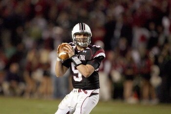 COLUMBIA - NOVEMBER 1:  Quarterback Stephen Garcia #5 of the South Carolina Gamecocks looks to pass the ball during the game against the Tennessee Volunteers at Williams-Brice Stadium on November 1, 2008 in Columbia, South Carolina. (Photo by: Streeter Le