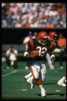 25 Sep 1988: Running back Stanley Wilson of the Cincinnati Bengals moves the ball during a game against the Cleveland Browns at Riverfront Stadium in Cincinnati, Ohio. The Bengals won the game, 24-17.