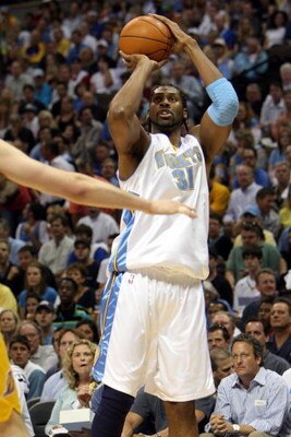 DENVER - MAY 29:  Nene #31 of the Denver Nuggets shoots the ball in Game Six of the Western Conference Finals during the 2009 NBA Playoffs against the Los Angeles Lakers at Pepsi Center on May 29, 2009 in Denver, Colorado. NOTE TO USER: User expressly ack