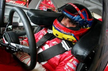 JOLIET, IL - JULY 10:  Juan Pablo Montoya, driver of the #42 Target Chevrolet, sits in his car during practice for the NASCAR Sprint Cup Series LifeLock.com 400 at Chicagoland Speedway on July 10, 2009 in Joliet, Illinois.  (Photo by Todd Warshaw/Getty Im