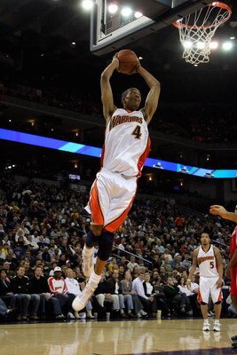 OAKLAND, CA - DECEMBER 12:  Anthony Randolph #4 of the Golden State Warriors goes to the basket during the game against the Houston Rockets on December 12, 2008 at Oracle Arena in Oakland, California.  The Rockets won 119-108.  NOTE TO USER: User expressl