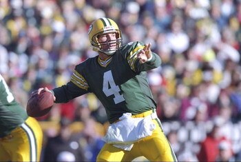 3 Nov 1996:  Quarterback Brett Favre of the Green Bay Packers throws the ball during a game against the Detroit Lions at Lambeau Field in Green Bay, Wisconsin.  The Packers won the game 28-18. Mandatory Credit: Stephen Dunn  /Allsport