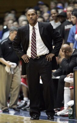 DURHAM, NC - FEBRUARY 23: Head coach Norm Roberts of the St. John's Red Storm watch the action against the Duke Blue Devils during the game at Cameron Indoor Stadium on February 23, 2008 in Durham, North Carolina.  Duke defeated St. John's 86-56.  (Photo 