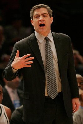 NEW YORK - MARCH 11:  Head coach Keno Davis of the Providence Friars shouts from the bench during a game against the DePaul Blue Demons  during the second round of the Big East Tournament at Madison Square Garden on March 11, 2009 in New York City.  (Phot