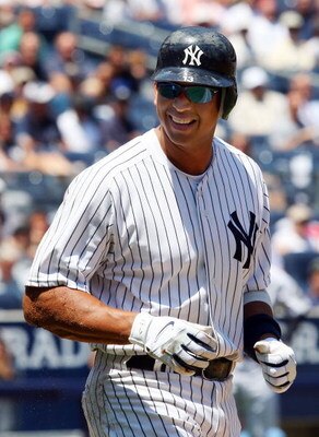 NEW YORK - JULY 06:  Alex Rodriguez #13 of the New York Yankees looks on against the Toronto Blue Jays on July 6, 2009 at Yankee Stadium in the Bronx borough of New York City. The Jays defeated the yankees 7-6.  (Photo by Jim McIsaac/Getty Images)
