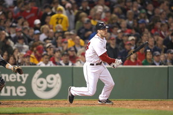 BOSTON - JUNE 11: Jason Bay #44 of the Boston Red Sox makes contact against the New York Yankees at Fenway Park on June 11, 2009 in Boston, Massachusetts. (Photo by Jim Rogash/Getty Images)
