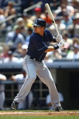NEW YORK - JUNE 07: Ben Zobrist #18 of the Tampa Bay Rays at bat against the New York Yankees during their game on June 7, 2009 at Yankee Stadium in the Bronx borough of New York City. (Photo by Chris McGrath/Getty Images)